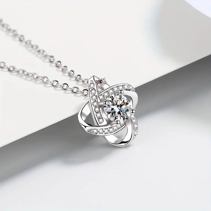 To My Beautiful Mom Cubic Zirconia Love Knot Necklace - God's Girl Gifts And Apparel