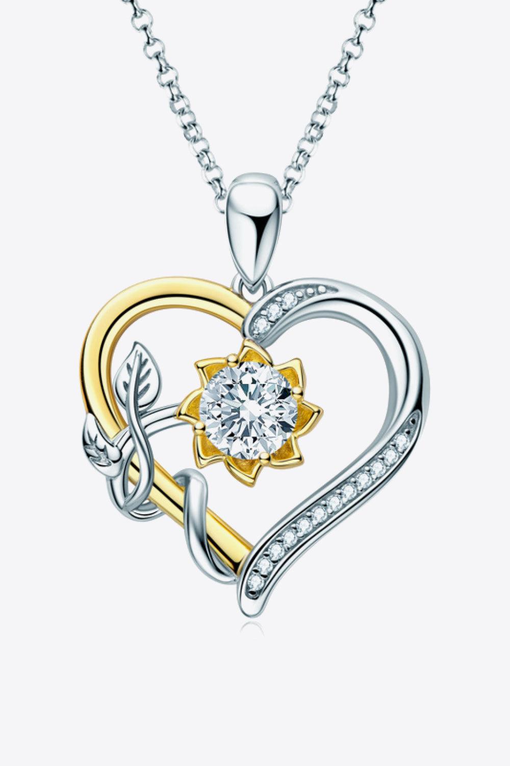 Two-Tone 1 Carat Moissanite Minimalist Heart Pendant Necklace - God's Girl Gifts And Apparel