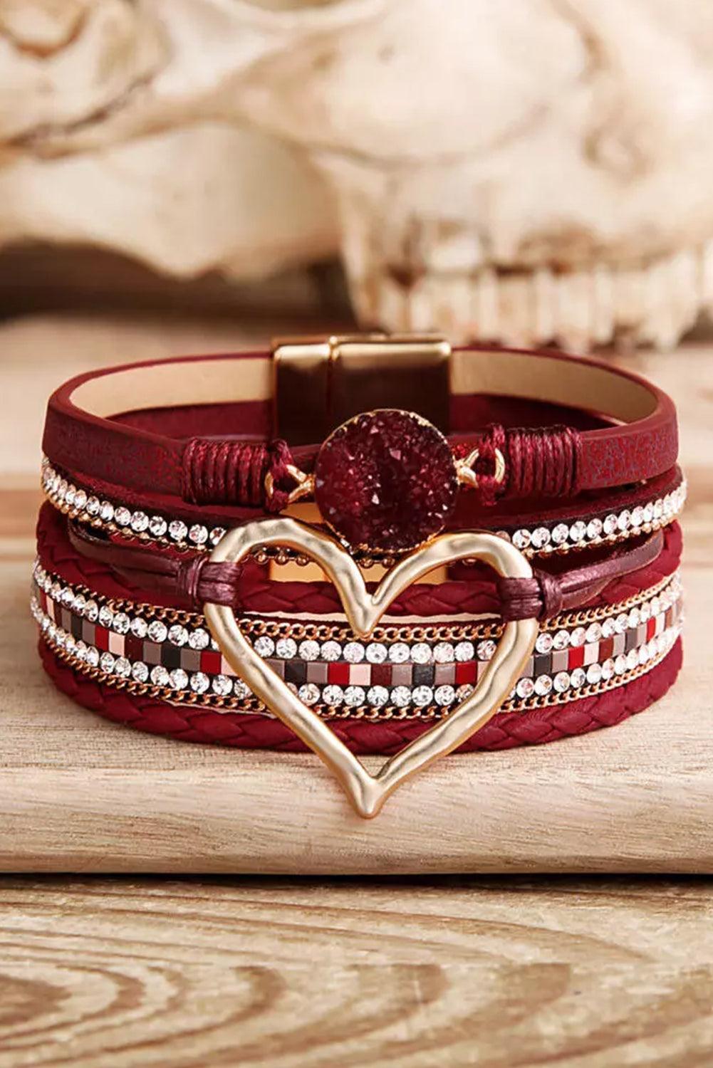 Valentine Rhinestone Heart Layered Bracelet - God's Girl Gifts And Apparel