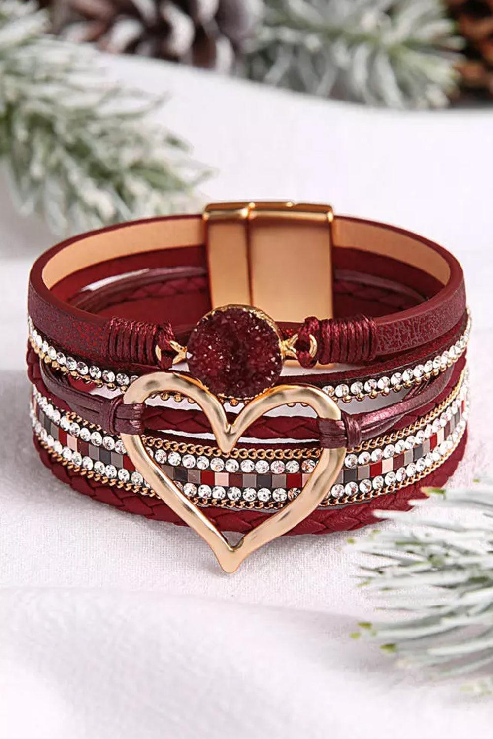 Valentine Rhinestone Heart Layered Bracelet - God's Girl Gifts And Apparel