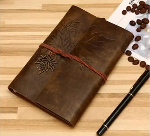 Vintage Style Travelers PU Leather Journal with Oak Leaf Imprint - God's Girl Gifts And Apparel