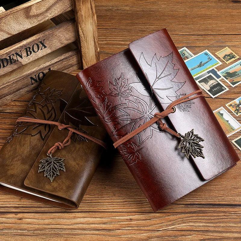 Vintage Style Travelers PU Leather Journal with Oak Leaf Imprint - God's Girl Gifts And Apparel