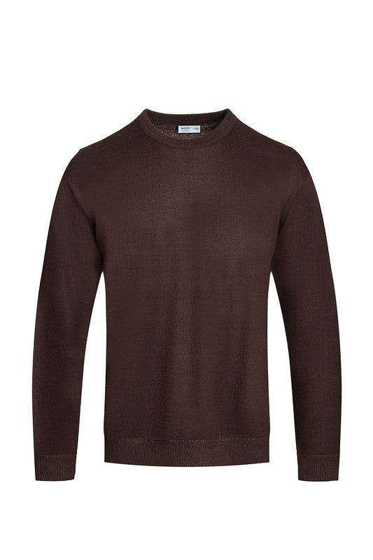 WEIV Men's Solid Color Round Neck Sweater - God's Girl Gifts And Apparel