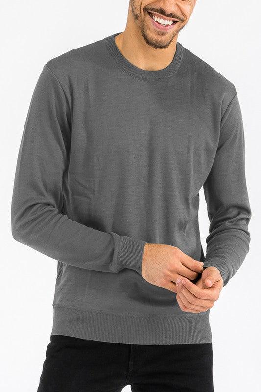 WEIV Men's Solid Color Round Neck Sweater - God's Girl Gifts And Apparel
