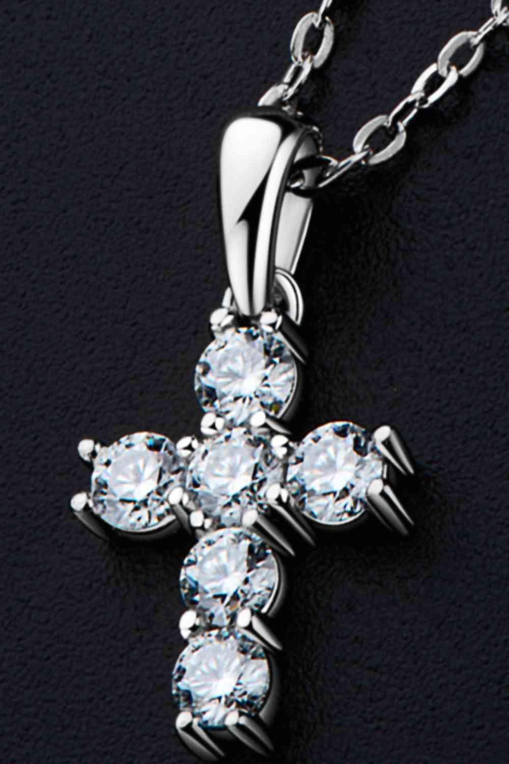925 Sterling Silver Cross Moissanite Pendant Necklace - God's Girl Gifts And Apparel
