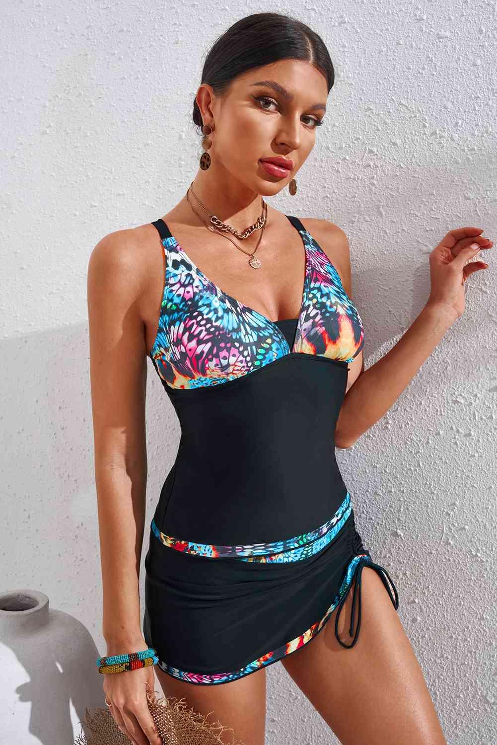 Abstract Butterfly Wing Print Tankini Swimsuit - God's Girl Gifts And Apparel