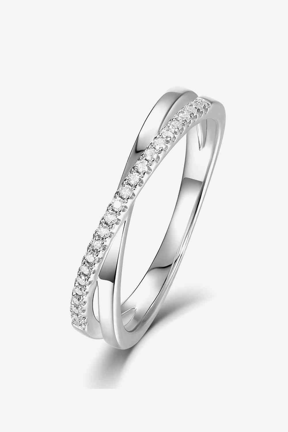 Adored Moissanite Crisscross 925 Sterling Silver Ring - God's Girl Gifts And Apparel