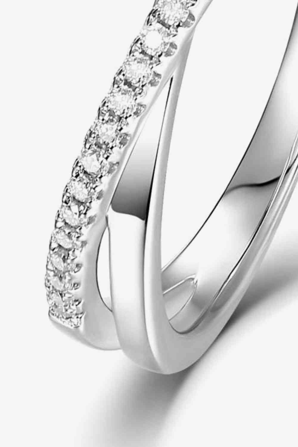 Adored Moissanite Crisscross 925 Sterling Silver Ring - God's Girl Gifts And Apparel