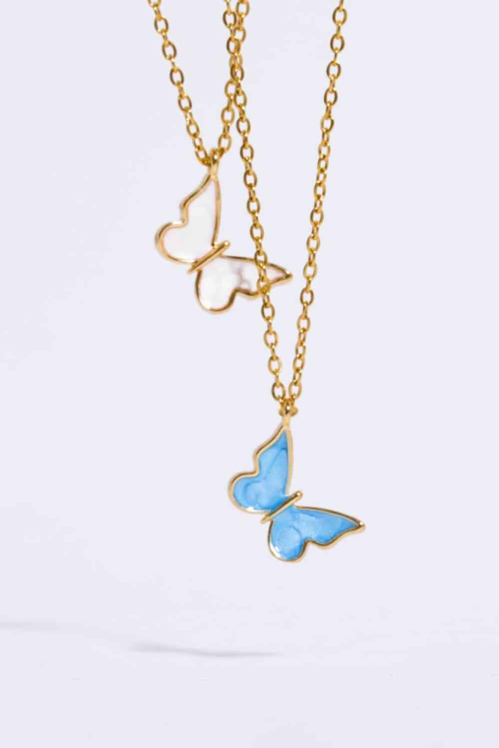 Butterfly Pendant Copper 14K Gold-Plated Necklace - God's Girl Gifts And Apparel