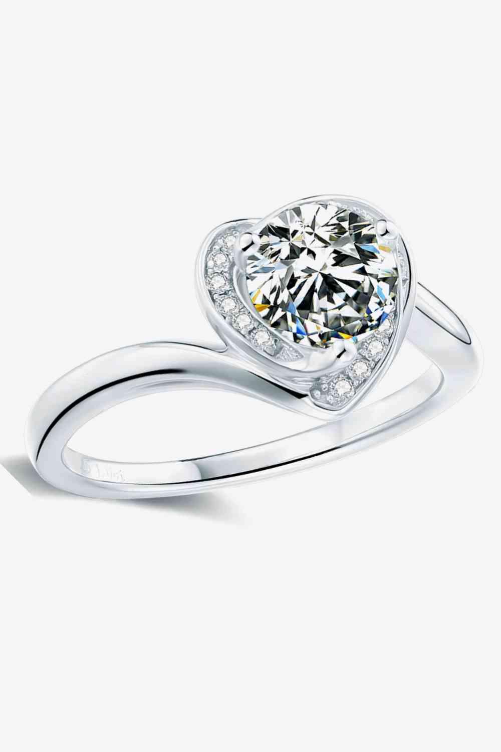 Captivating Hearts 1 Carat Moissanite Sterling Silver Heart Ring - God's Girl Gifts And Apparel
