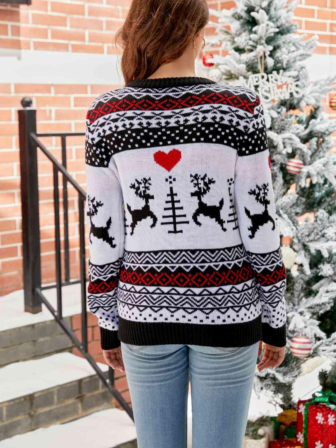 Christmas Round Neck Deer Sweater - God's Girl Gifts And Apparel