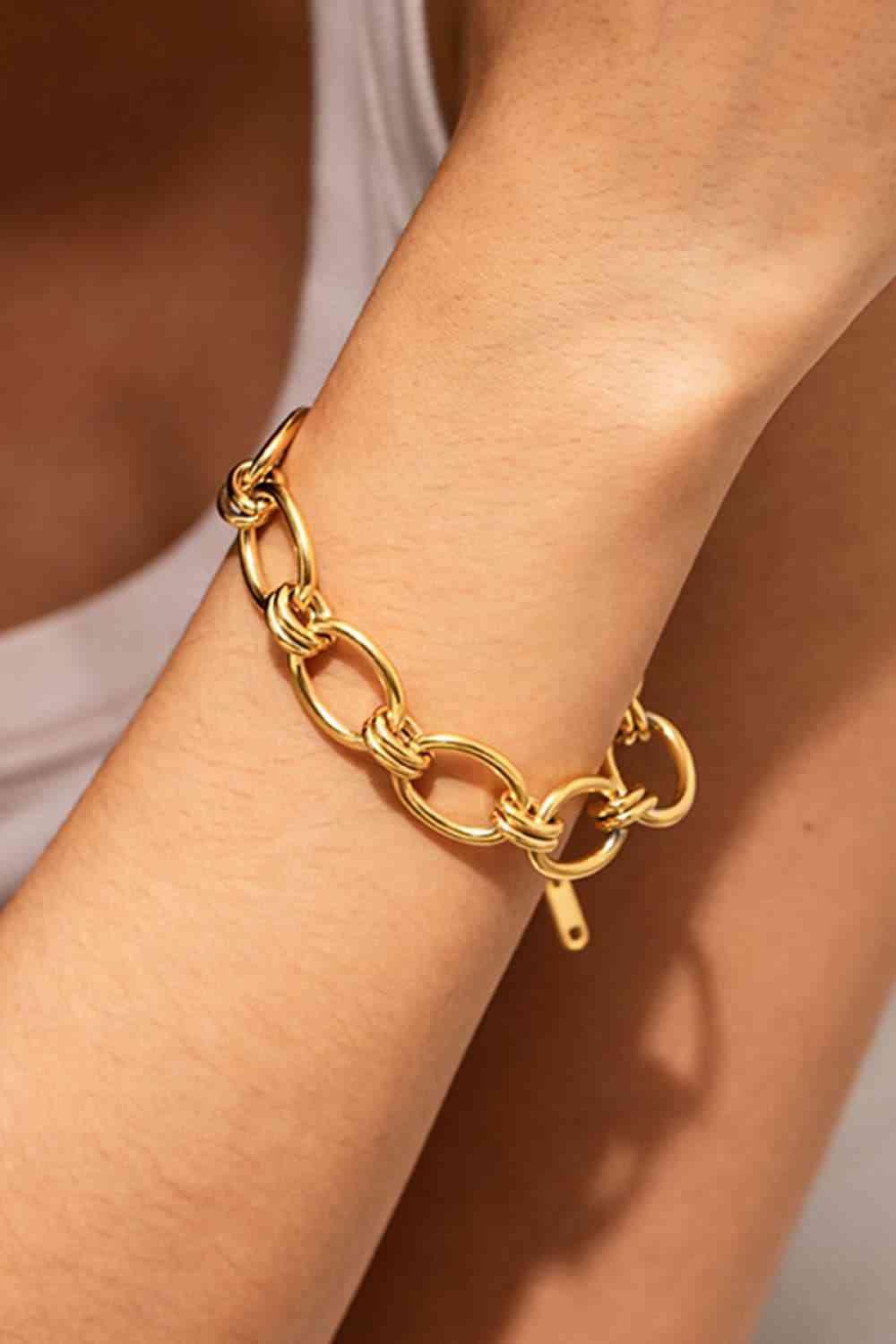 Chunky Chain Stainless Steel 18K Gold-Plated Bracelet - God's Girl Gifts And Apparel