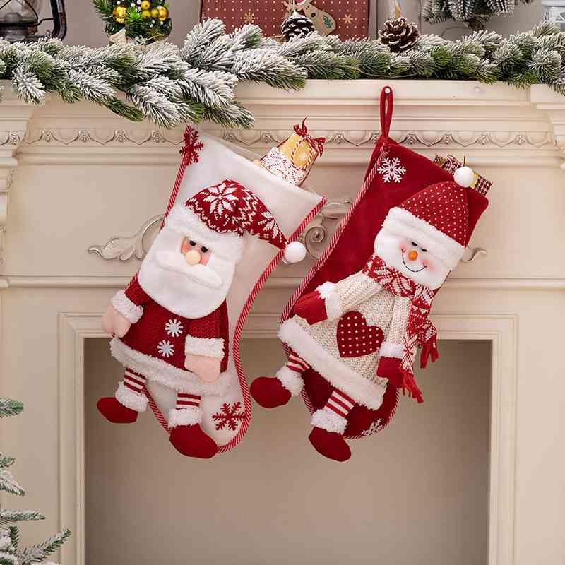 Cloth Christmas Stocking -- Red and White -- Santa or Snowman - God's Girl Gifts And Apparel