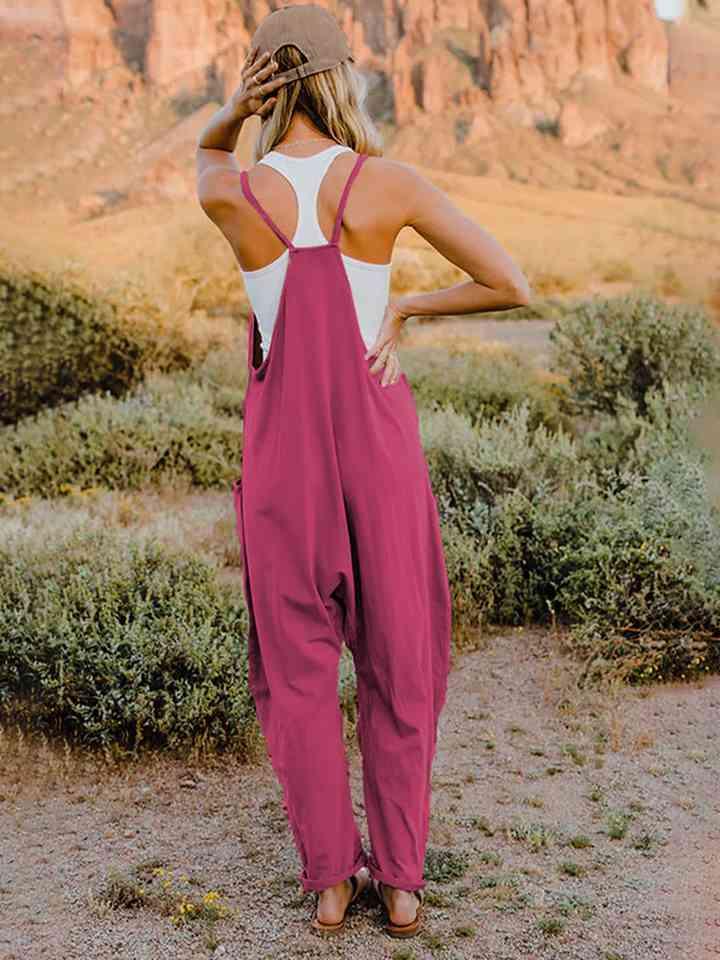 Double Take Sleeveless V-Neck Pocketed Jumpsuit - God's Girl Gifts And Apparel