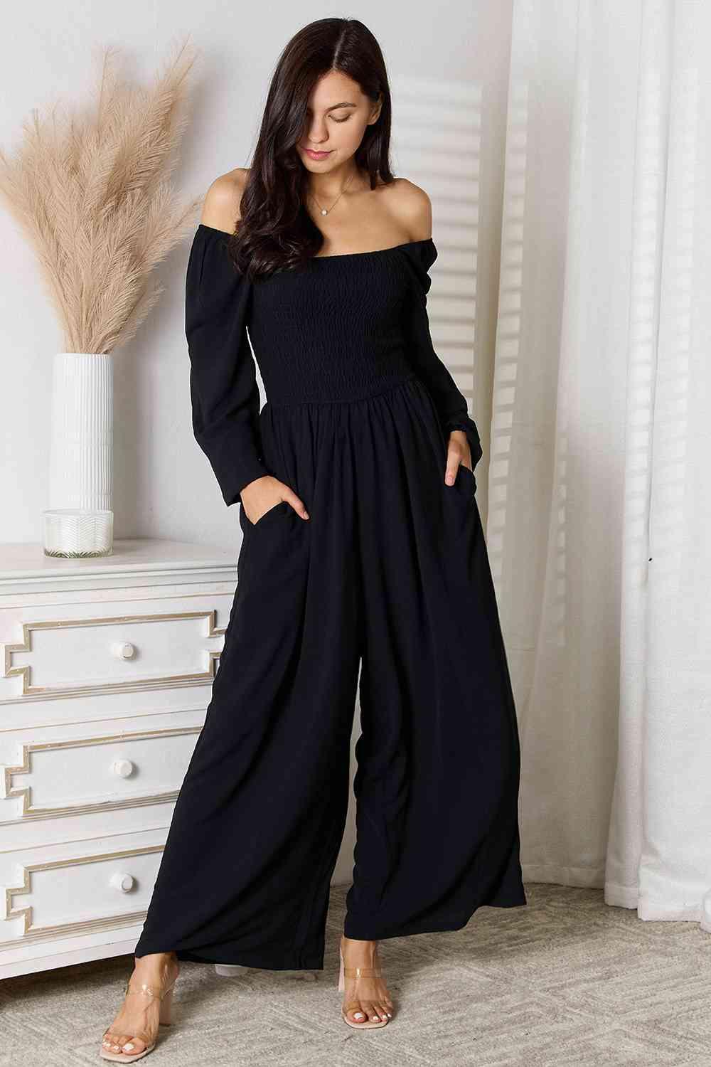 Double Take Square Neck Jumpsuit with Pockets - God's Girl Gifts And Apparel