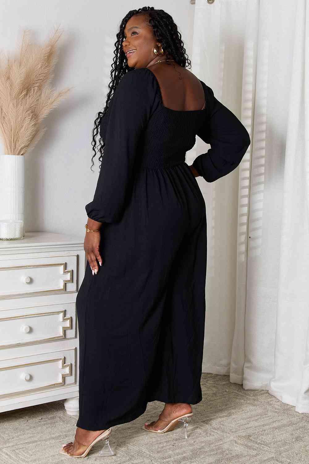 Double Take Square Neck Jumpsuit with Pockets - God's Girl Gifts And Apparel