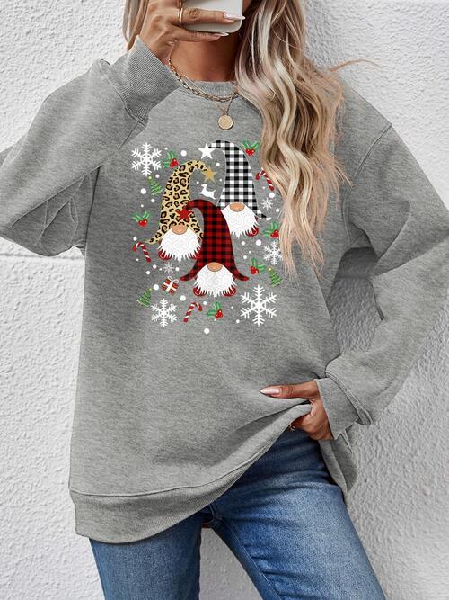 Faceless Gnomes Graphic Drop Shoulder Sweatshirt - God's Girl Gifts And Apparel