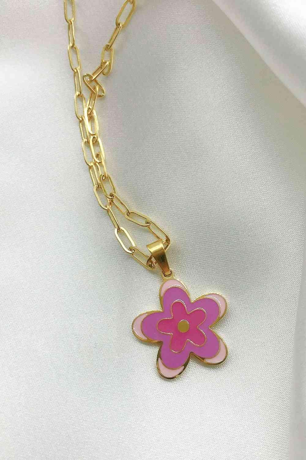 Flower Pendant Stainless Steel Necklace - God's Girl Gifts And Apparel