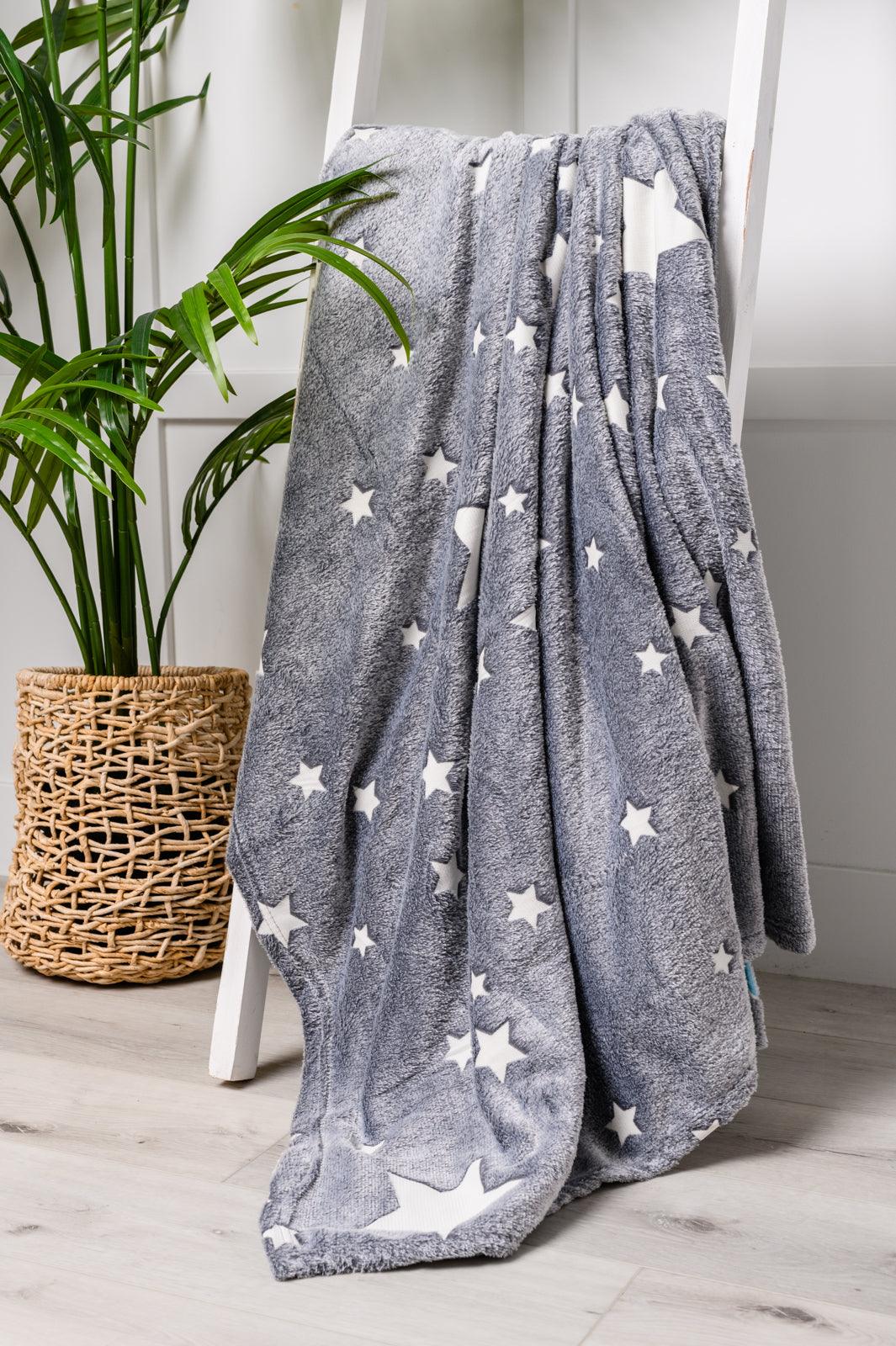 Glow in the Dark Blanket in Gray Star - God's Girl Gifts And Apparel