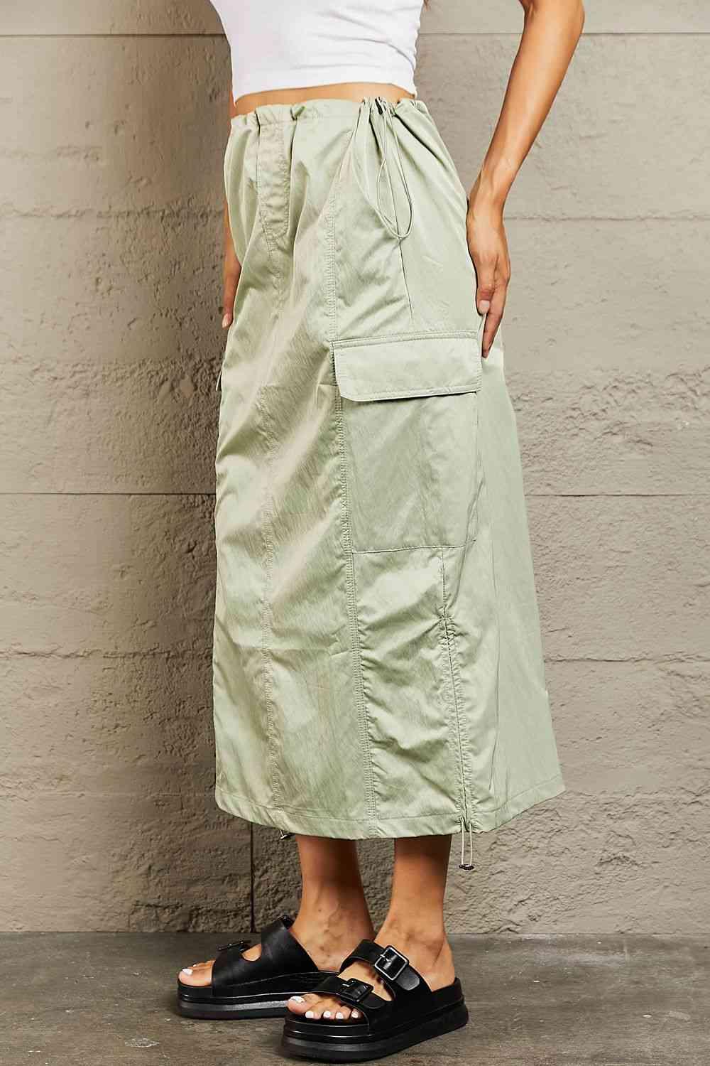 HYFVE Just In Time High Waisted Cargo Midi Skirt - God's Girl Gifts And Apparel