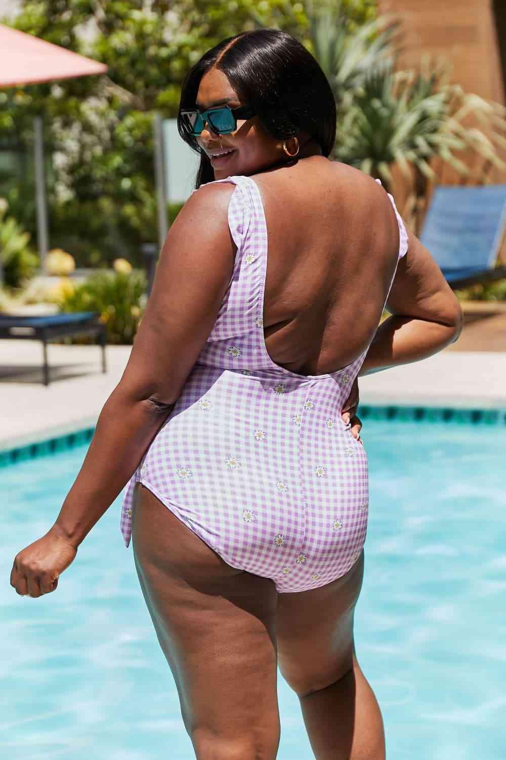 Marina West Swim Full Size Float On Ruffle Faux Wrap One-Piece in Carnation Pink - God's Girl Gifts And Apparel