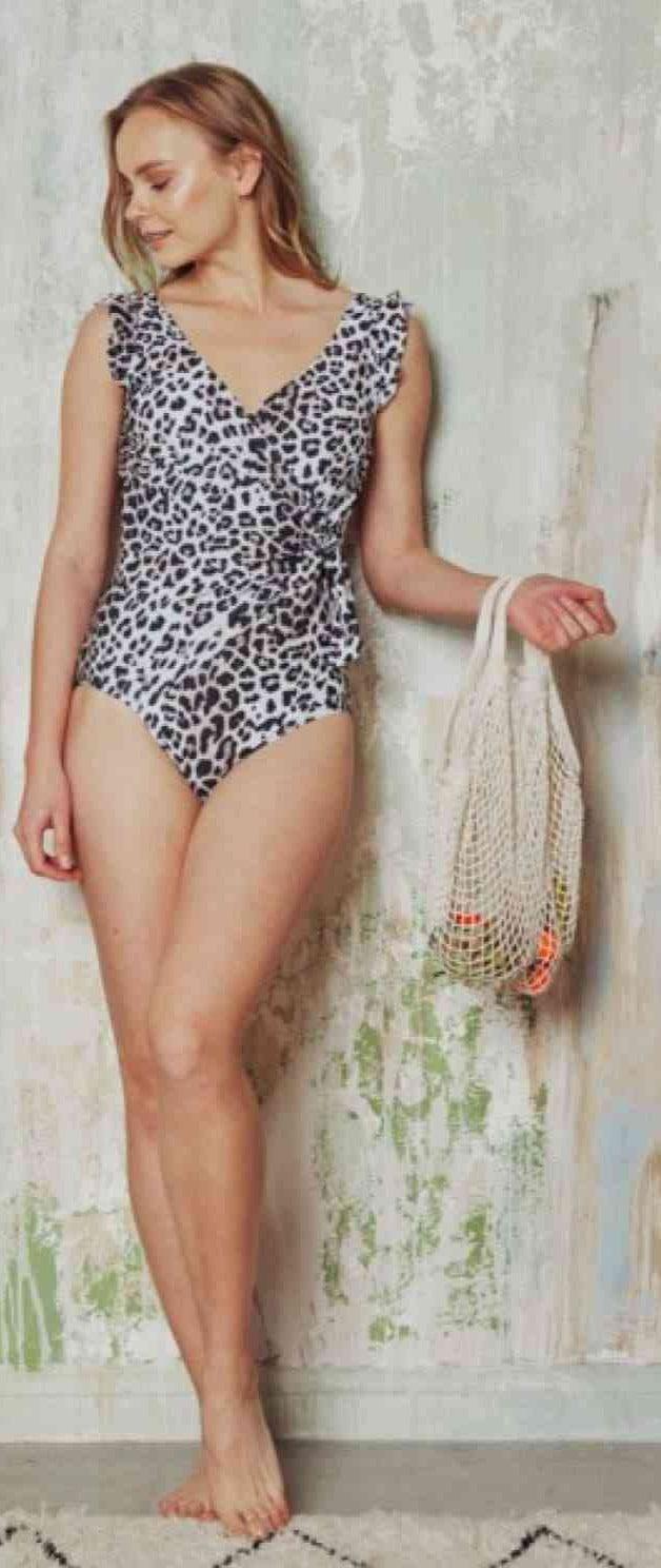 Marina West Swim Full Size Float On Ruffle Faux Wrap One-Piece in Cat - God's Girl Gifts And Apparel