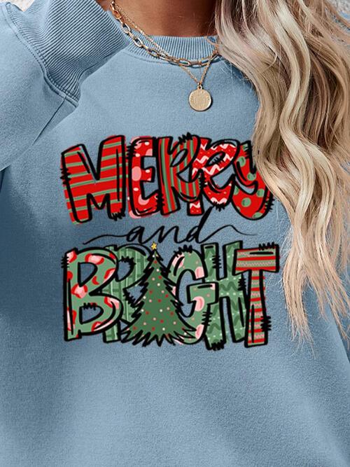 Merry and Bright Christmas Tree Sweatshirt - God's Girl Gifts And Apparel