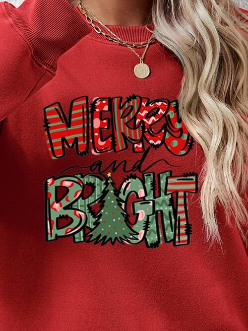 Merry and Bright Christmas Tree Sweatshirt - God's Girl Gifts And Apparel