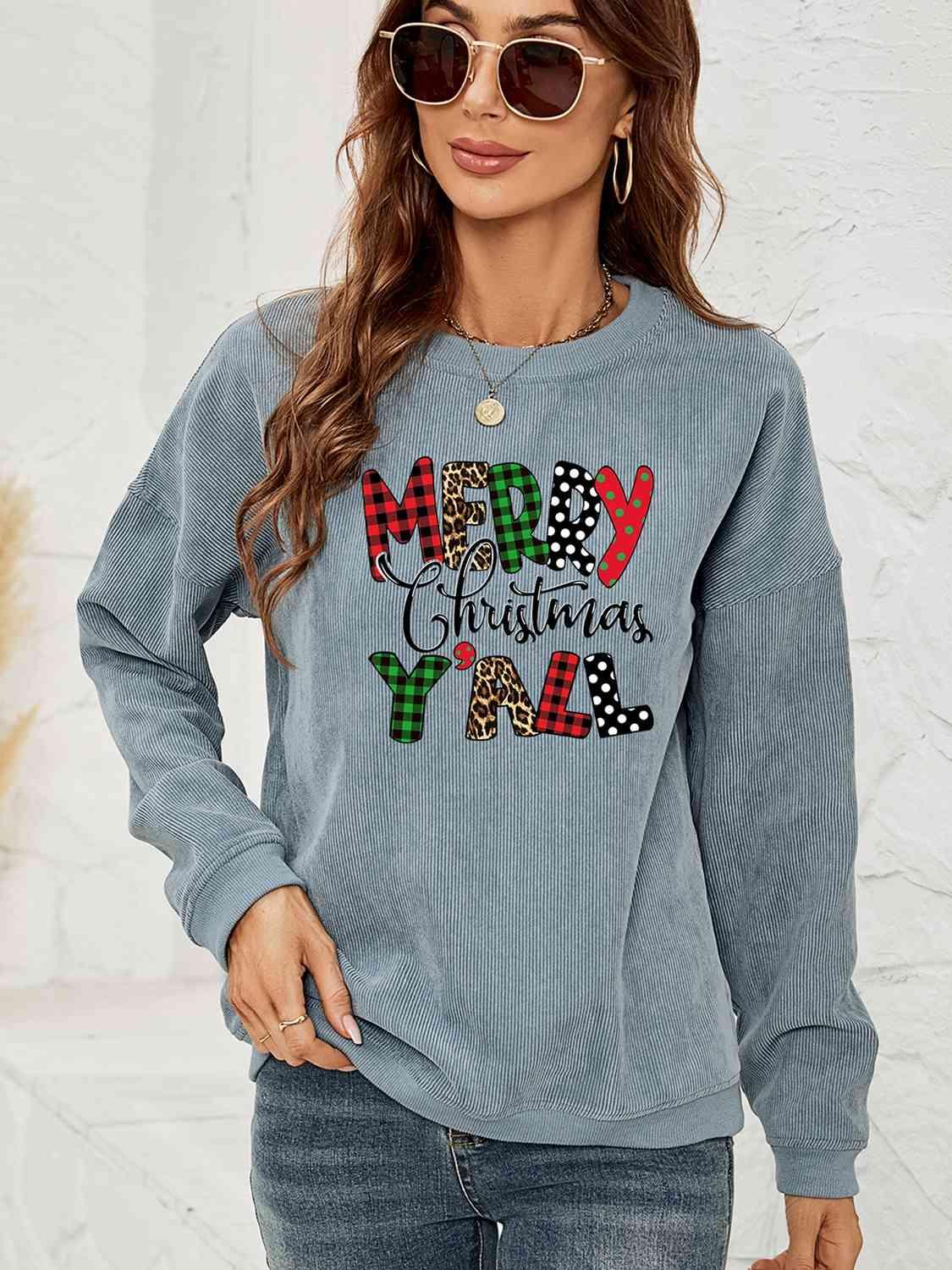 Merry Christmas Y'all Graphic Sweatshirt - God's Girl Gifts And Apparel