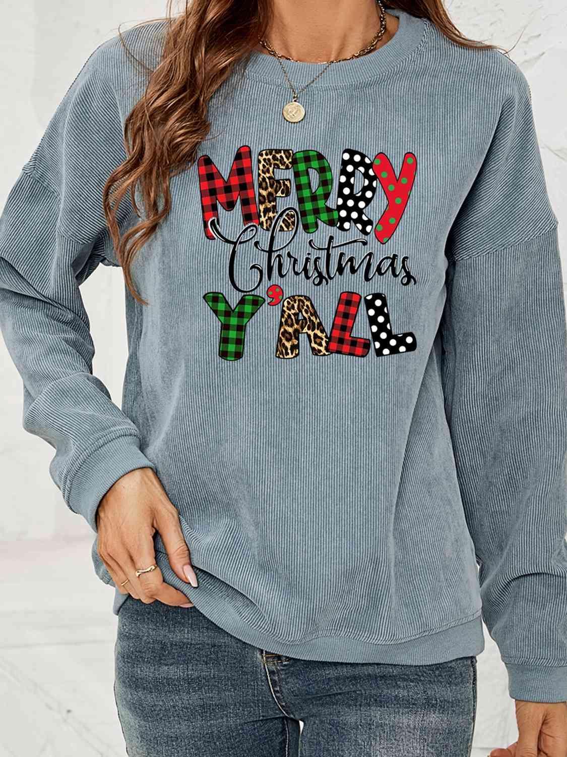 Merry Christmas Y'all Graphic Sweatshirt - God's Girl Gifts And Apparel