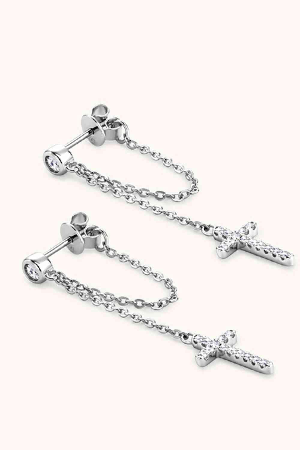 Moissanite 925 Sterling Cross Earrings - God's Girl Gifts And Apparel