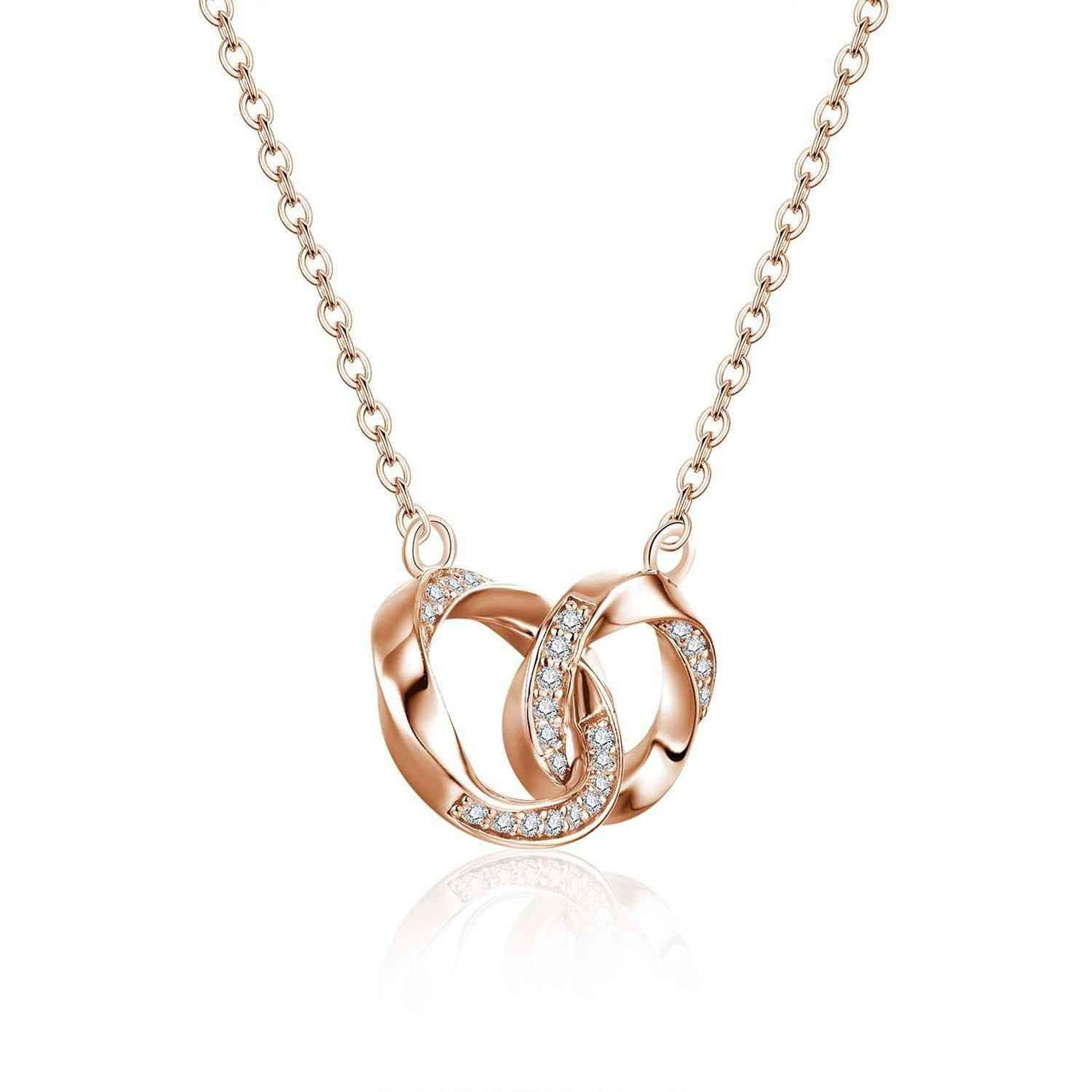 Moissanite 925 Sterling Silver/18K Rose Gold Interlocking/Eternity Hoop Necklace - God's Girl Gifts And Apparel
