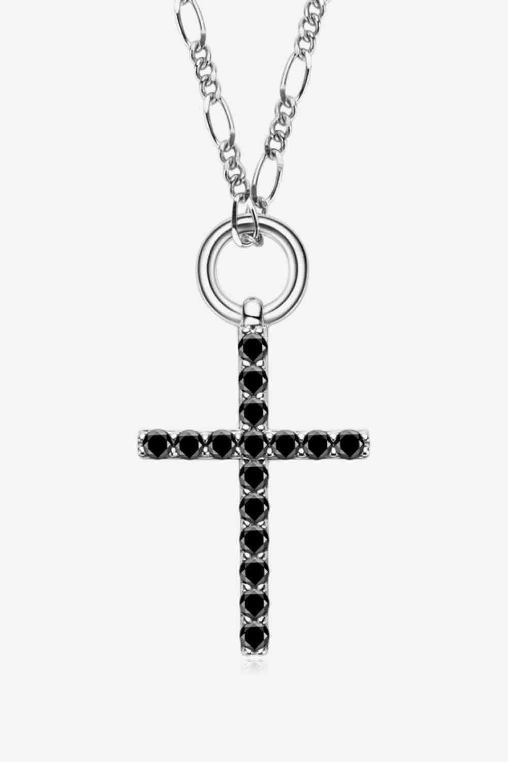 Moissanite Cross Pendant Platinum-Plated Necklace - God's Girl Gifts And Apparel