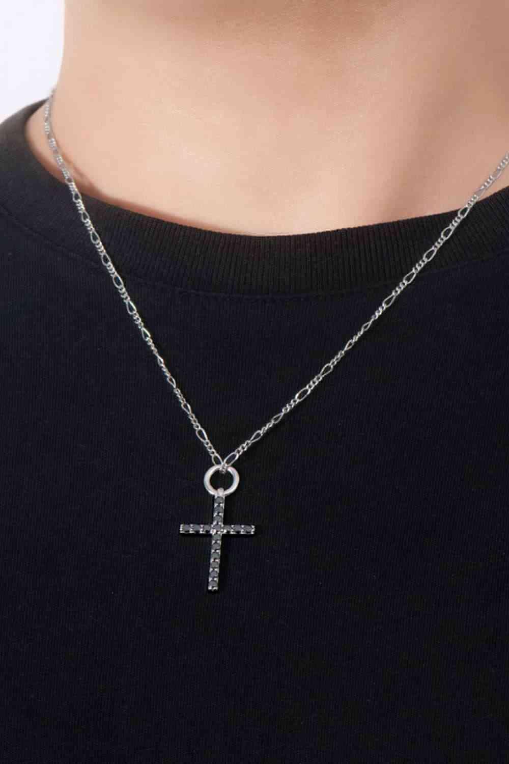 Moissanite Cross Pendant Platinum-Plated Necklace - God's Girl Gifts And Apparel