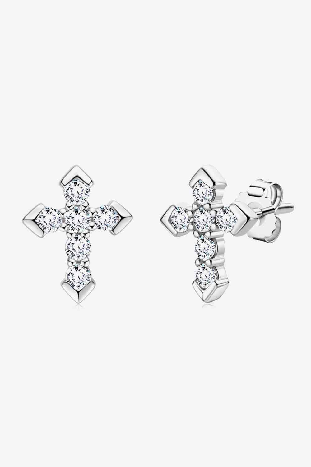 Moissanite Cross Stud Earrings - God's Girl Gifts And Apparel