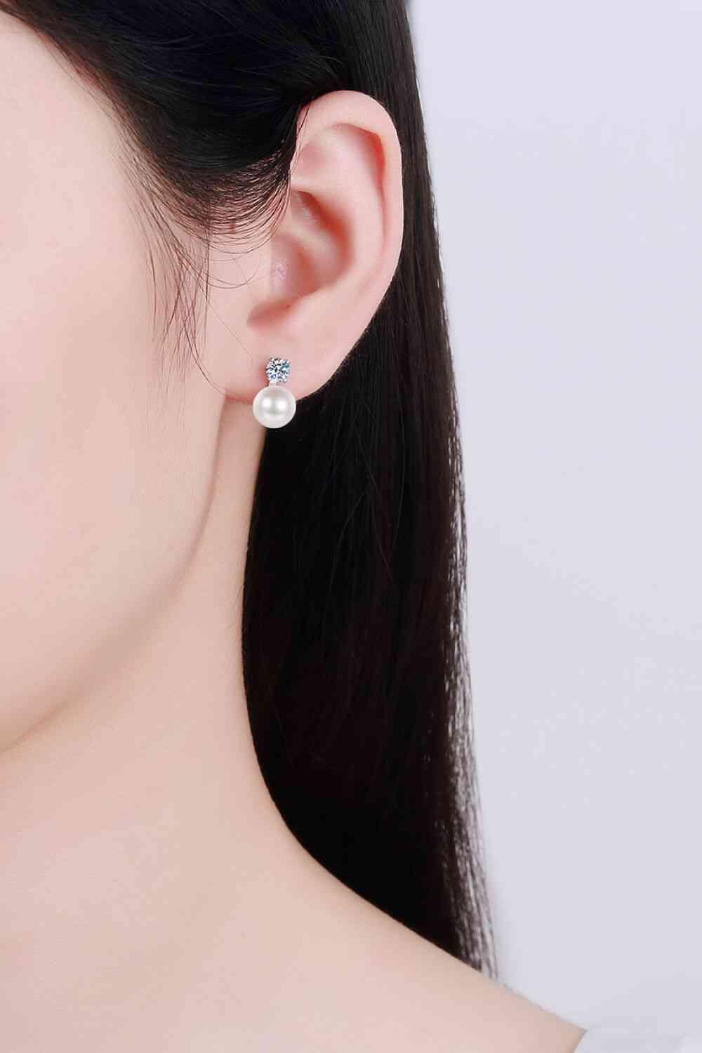 Moissanite Pearl Stud Earrings - God's Girl Gifts And Apparel