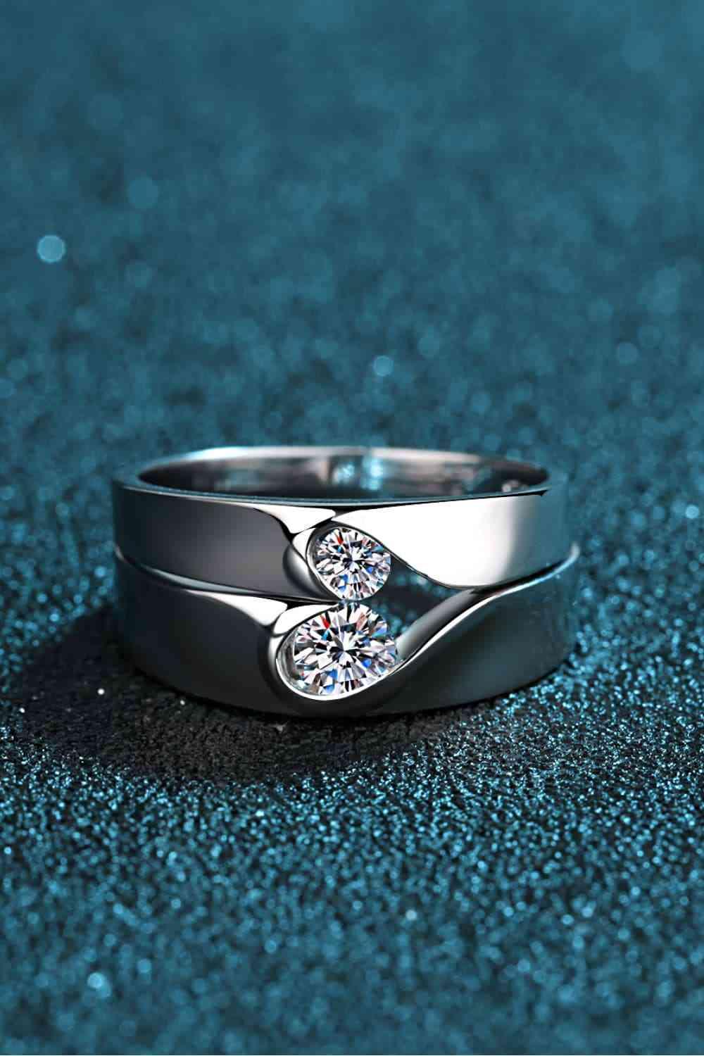 Moissanite Rhodium-Plated Ring Wedding Set - God's Girl Gifts And Apparel