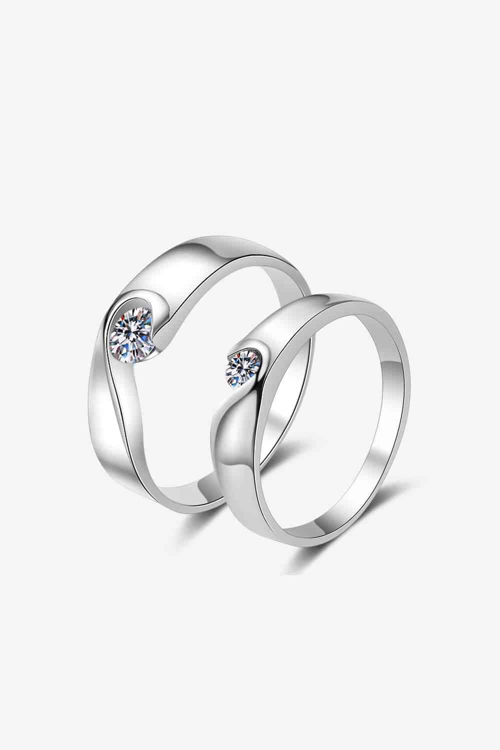 Moissanite Rhodium-Plated Ring Wedding Set - God's Girl Gifts And Apparel