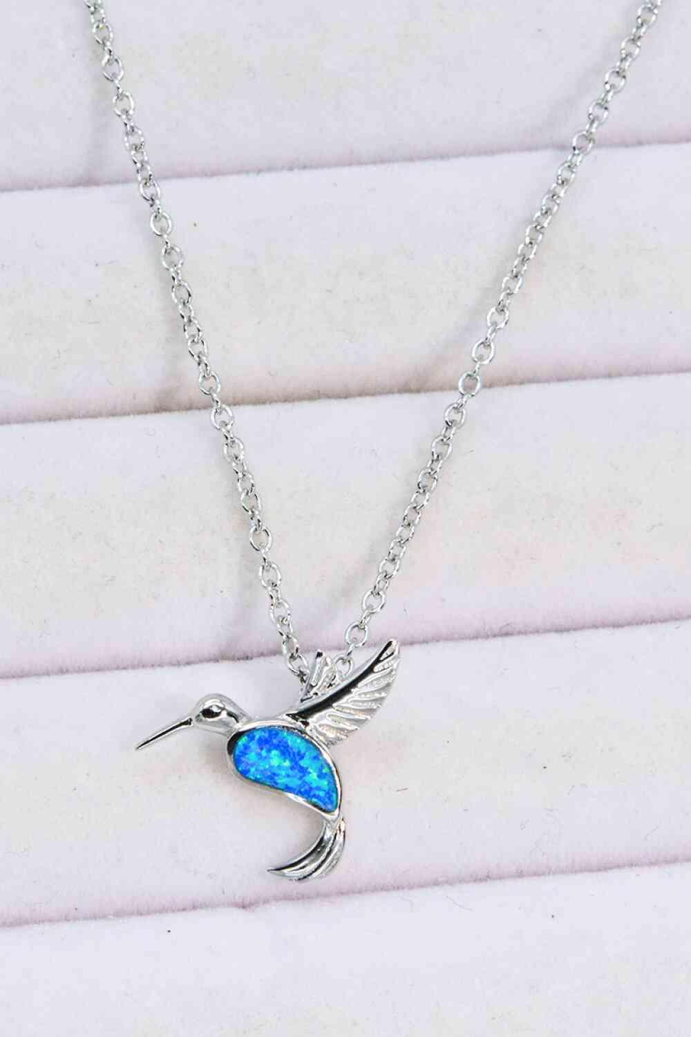Opal Hummingbird 925 Sterling Silver Necklace - God's Girl Gifts And Apparel