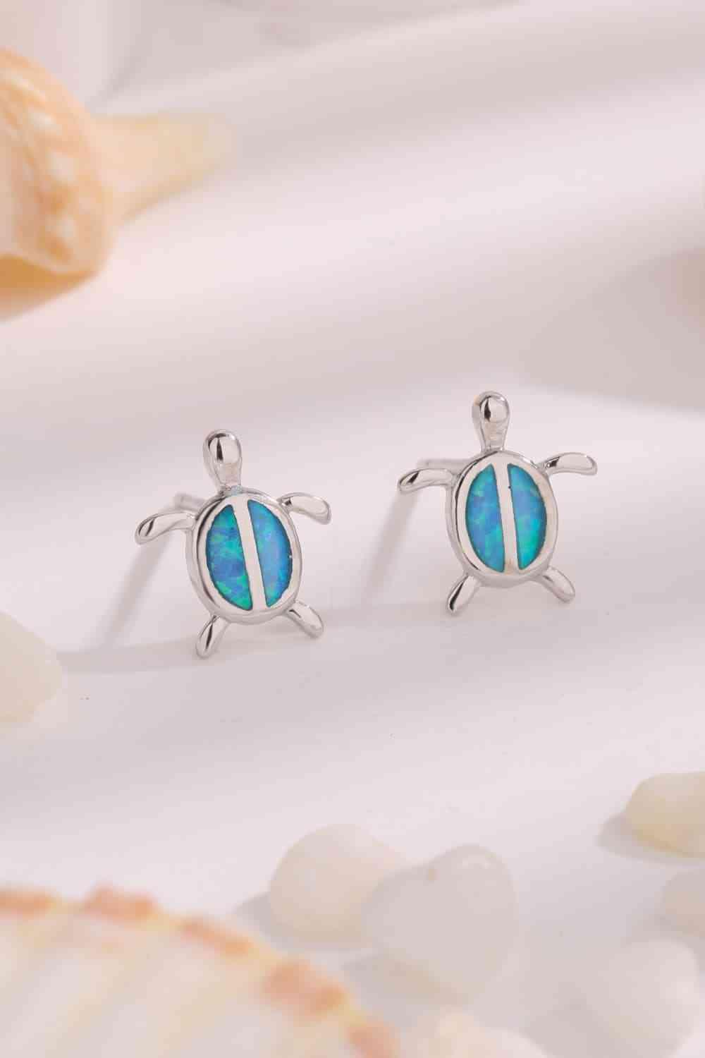 Opal Turtle 925 Sterling Silver Stud Earrings - Dive into Delight with Charming Elegance - God's Girl Gifts And Apparel