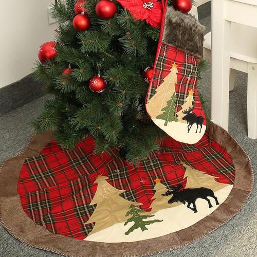 Plaid Christmas Moose Tree Skirt - God's Girl Gifts And Apparel