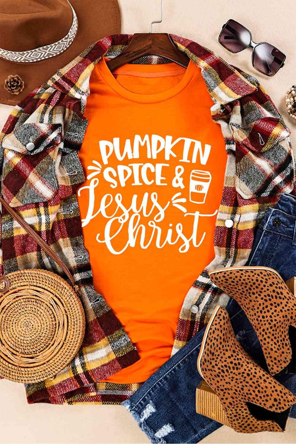 Pumpkin Spice & Jesus Christ Graphic T-Shirt - God's Girl Gifts And Apparel