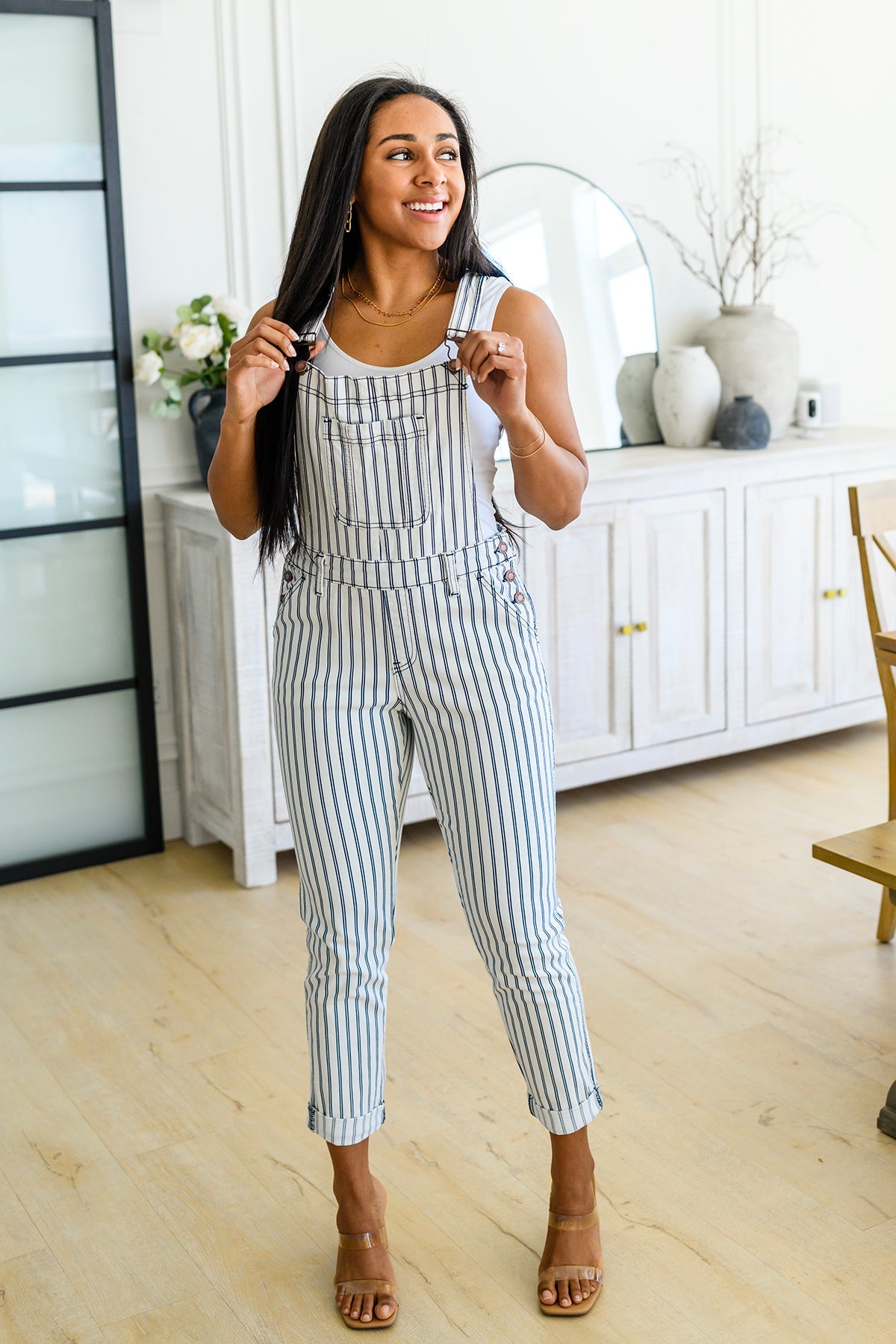 Railroad Stripe Overalls - God's Girl Gifts And Apparel