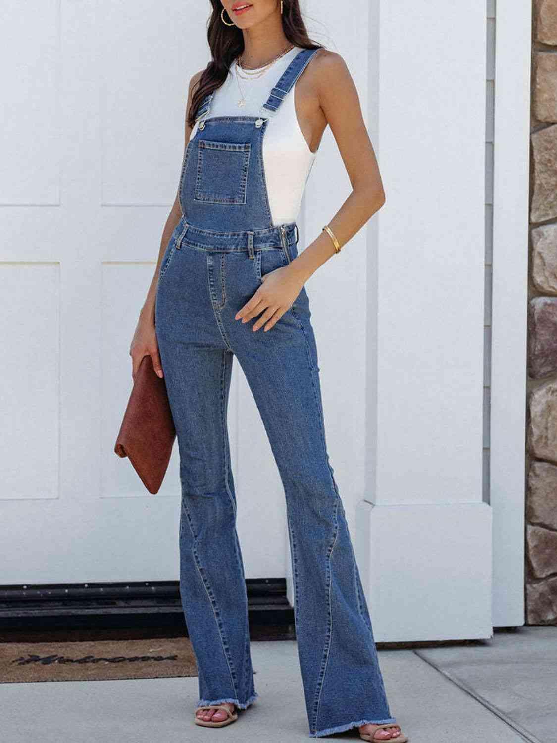 Raw Hem Denim Overall - God's Girl Gifts And Apparel