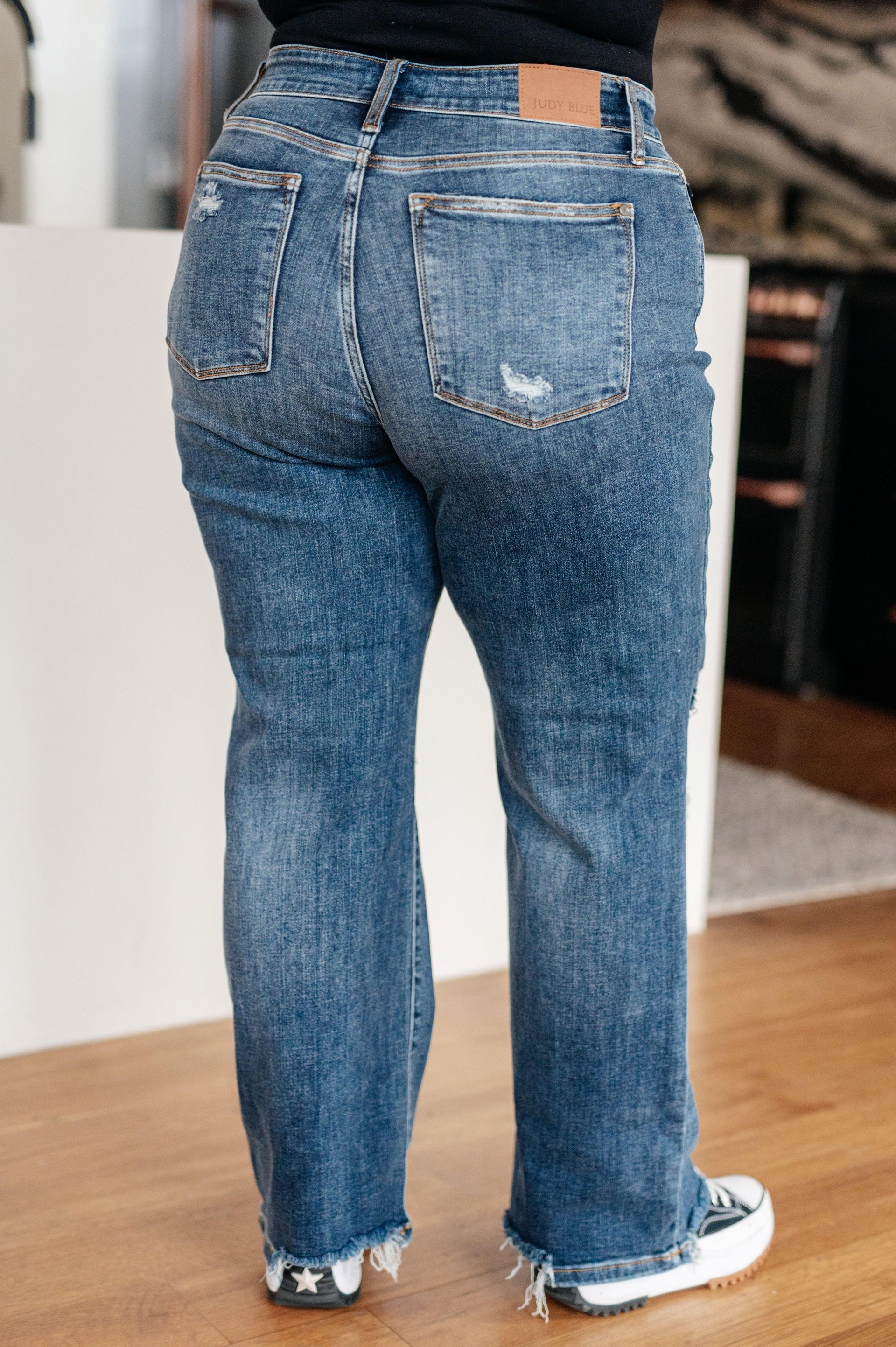 Rose High Rise 90's Straight Jeans in Dark Wash - God's Girl Gifts And Apparel