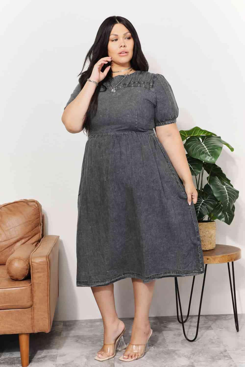 Washed Chambray Midi Dress by And The Why - God's Girl Gifts And Apparel