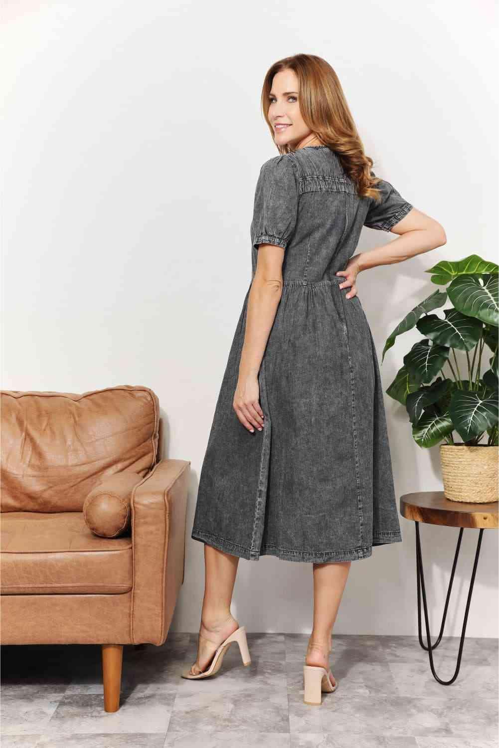 Washed Chambray Midi Dress by And The Why - God's Girl Gifts And Apparel