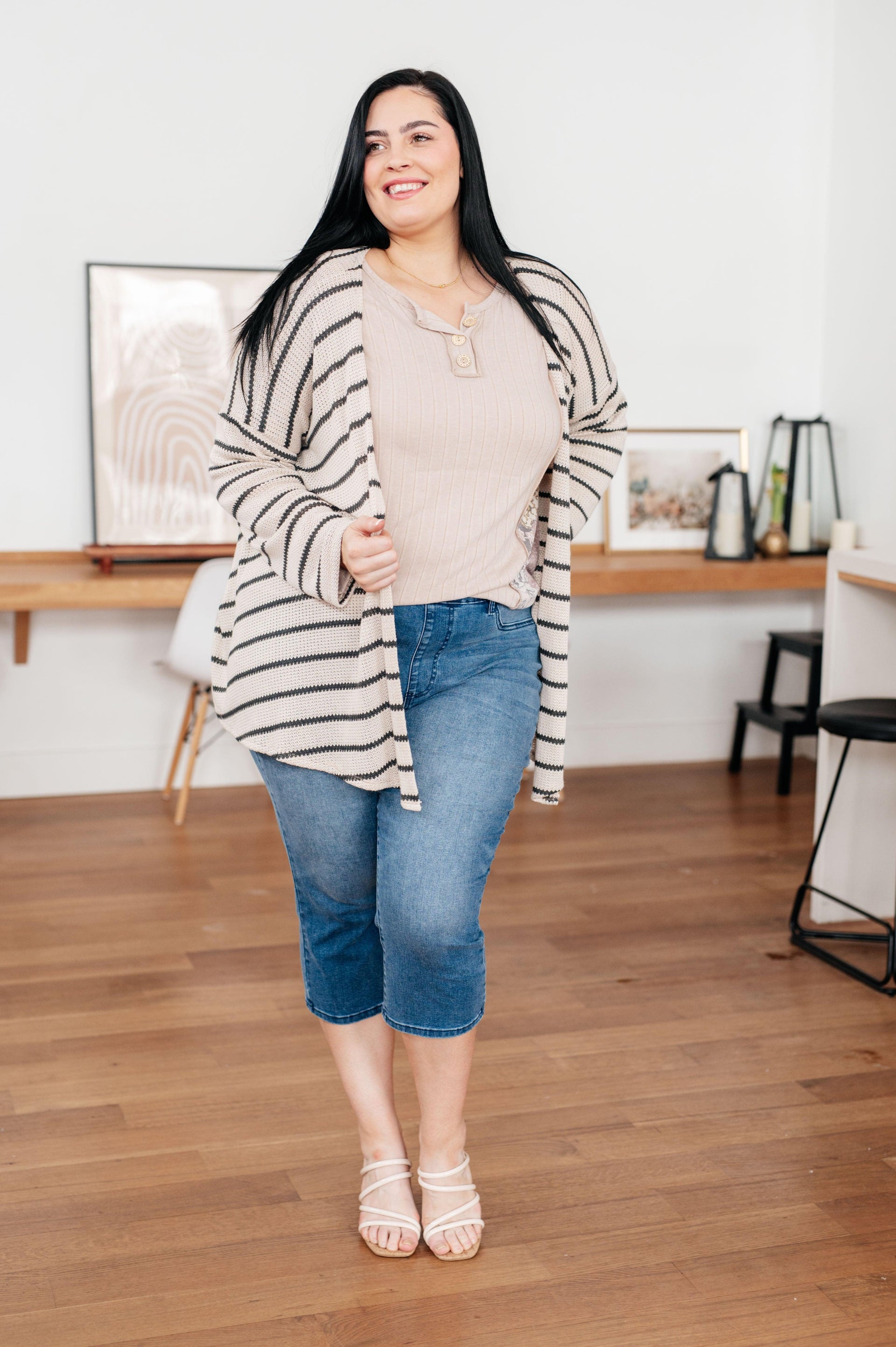 Weekend Adventure Striped Longline Cardigan - God's Girl Gifts And Apparel