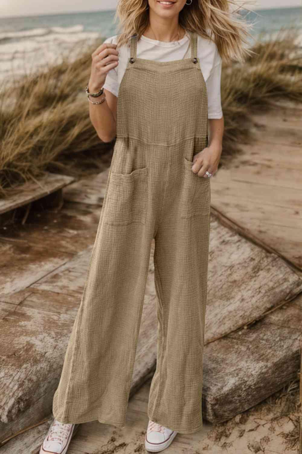 Wide Leg Front Pocket Jumpsuit - God's Girl Gifts And Apparel