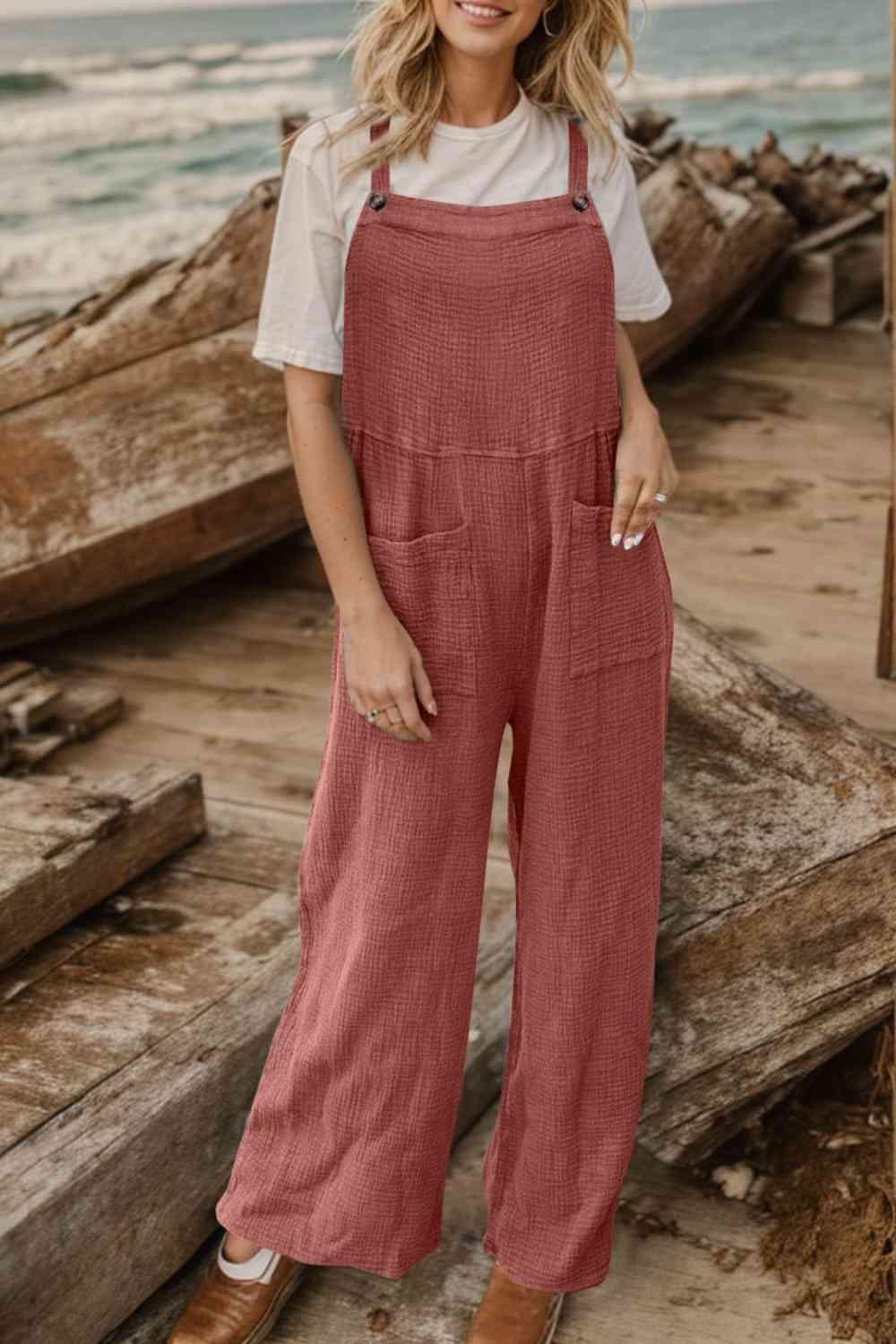 Wide Leg Front Pocket Jumpsuit - God's Girl Gifts And Apparel